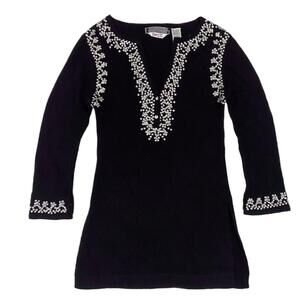 y2k black embellished knit henley style sweater by pout.